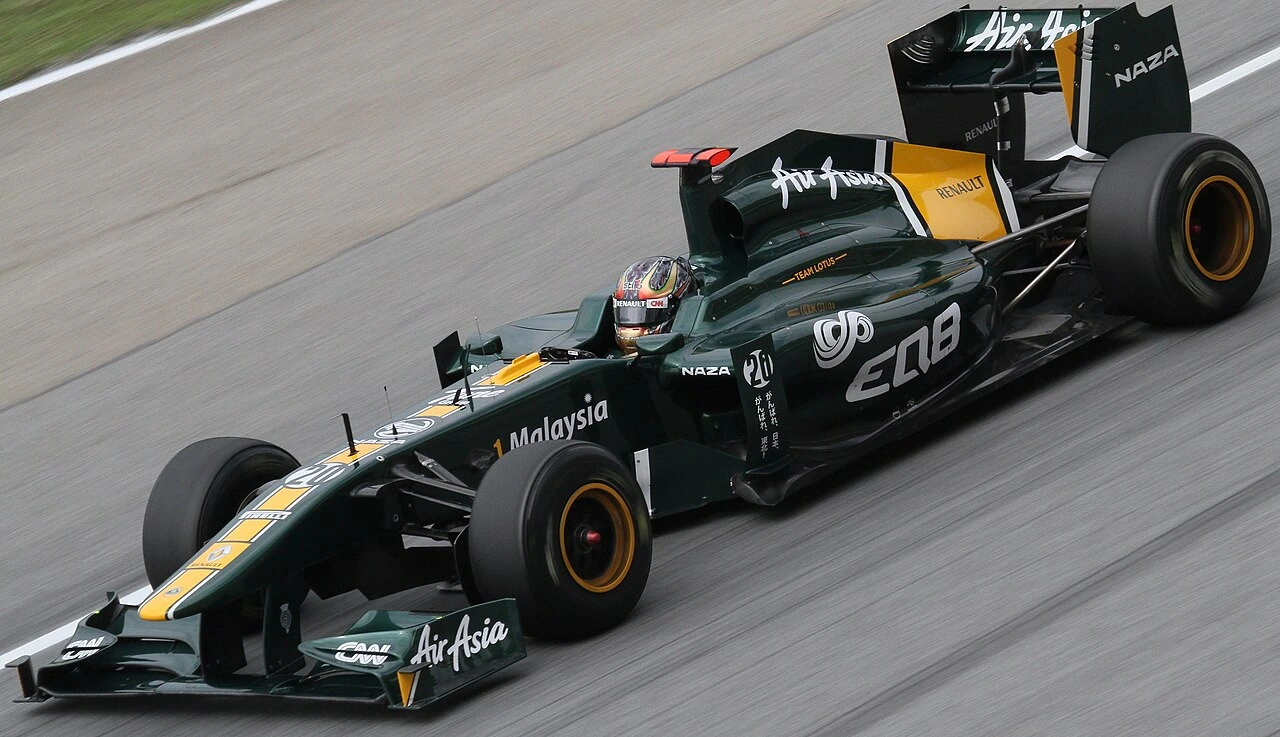Davide Valsecchi driving a Formula 1 car during practice at the 2011 Malaysian Grand Prix.