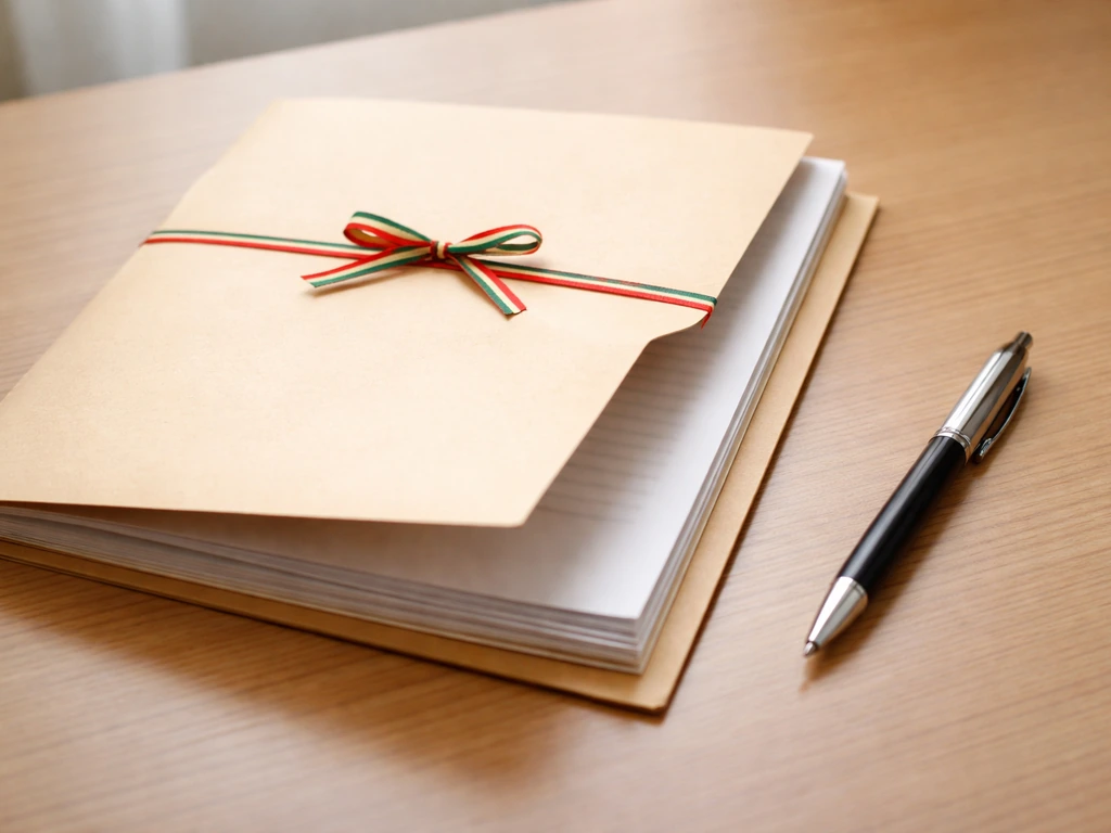 Close-up of a manila folder with an Italian public broadcaster contract feel, on a simple desk.