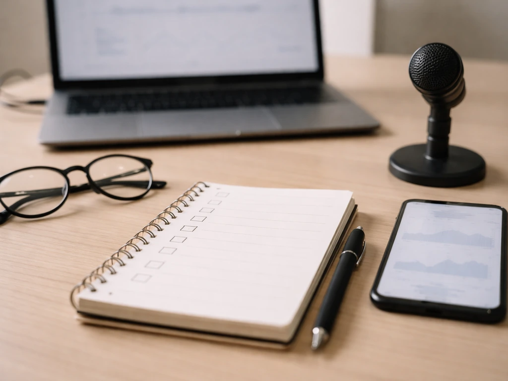 Minimal desk setup with notebook, smartphone, and analytics vibe for independently verifying website traffic estimates.