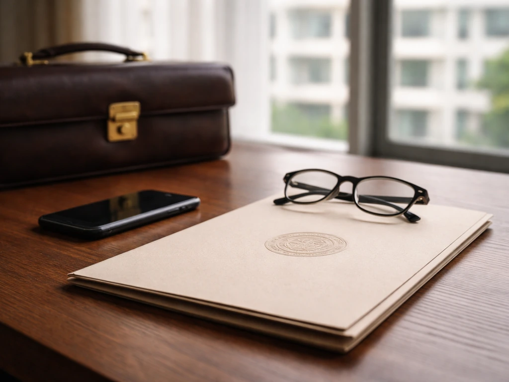 Minimal office scene symbolizing identity verification for a businessman’s public profile